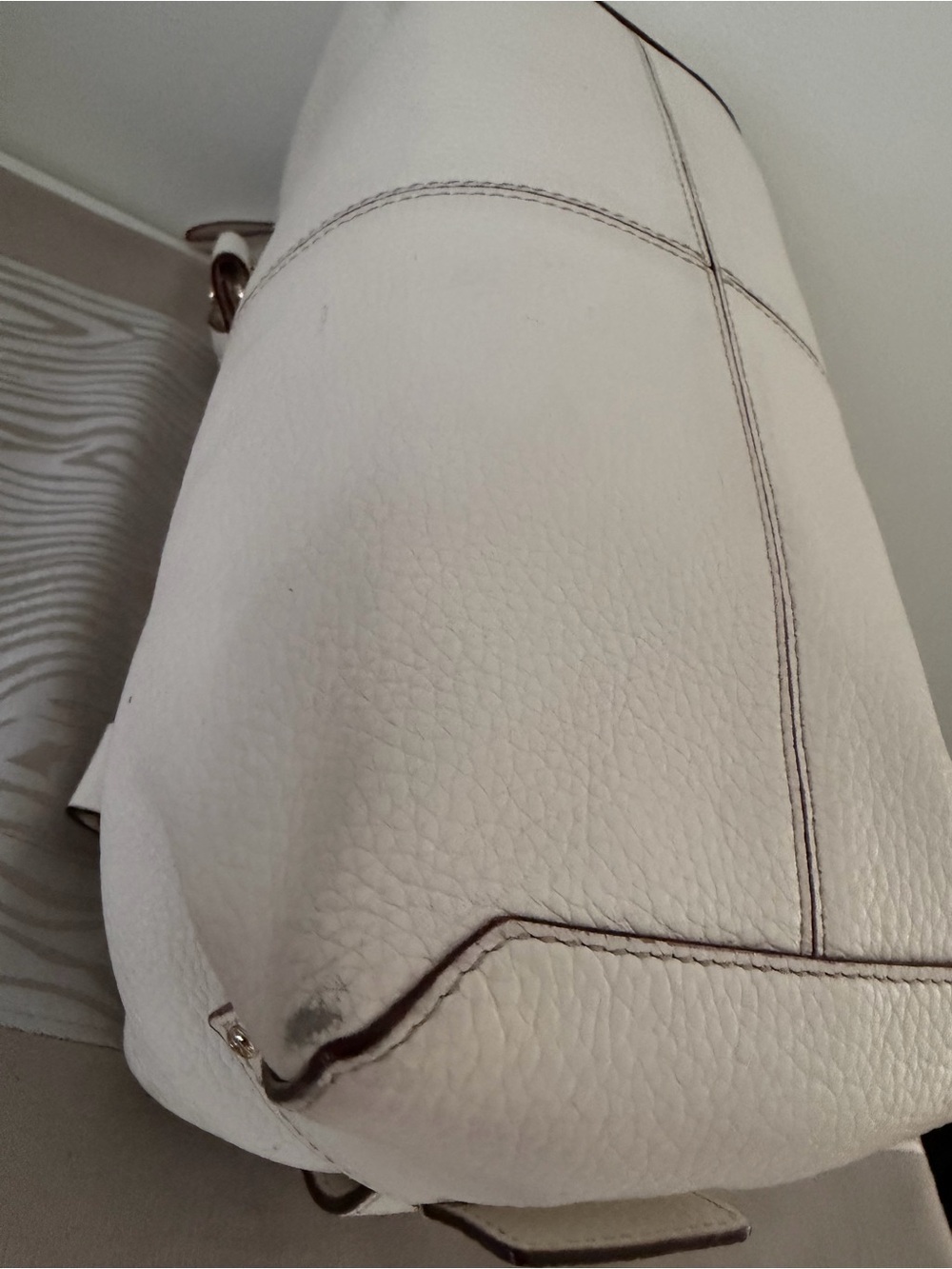 kate spade White Pebbled Leather Satchel with Gold Hardware vintage EUC - Picture 9 of 9
